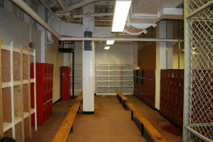 This was the small locker room was adjacent to the PE lockers that football and other sports stored equipment during each season.