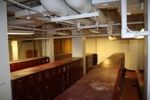 Varsity locker room with old lockers